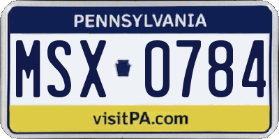 PA license plate MSX0784