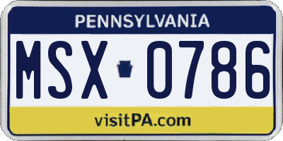 PA license plate MSX0786