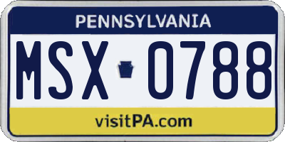 PA license plate MSX0788