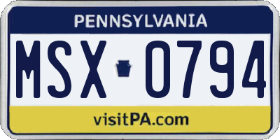 PA license plate MSX0794