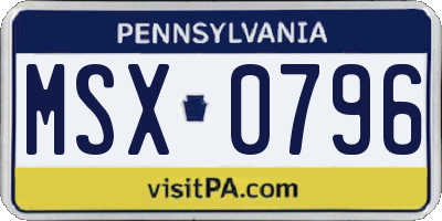 PA license plate MSX0796