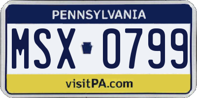 PA license plate MSX0799