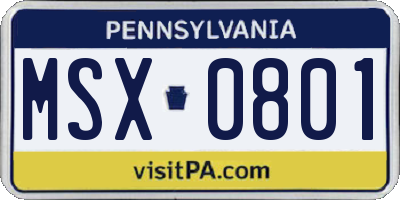 PA license plate MSX0801