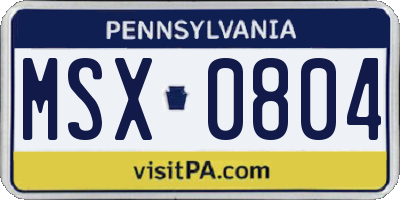 PA license plate MSX0804
