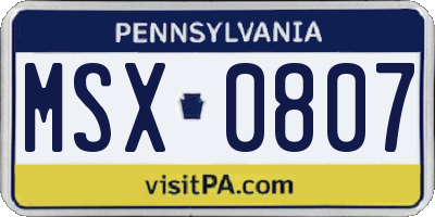 PA license plate MSX0807