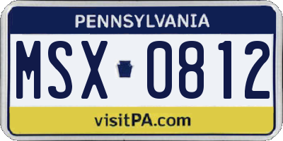 PA license plate MSX0812