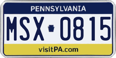 PA license plate MSX0815