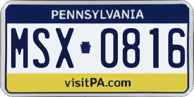 PA license plate MSX0816
