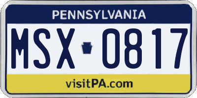 PA license plate MSX0817