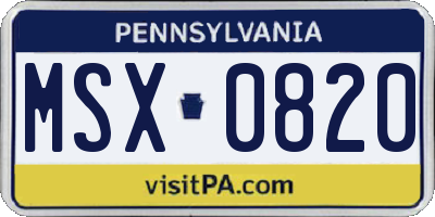 PA license plate MSX0820