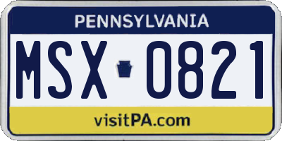 PA license plate MSX0821