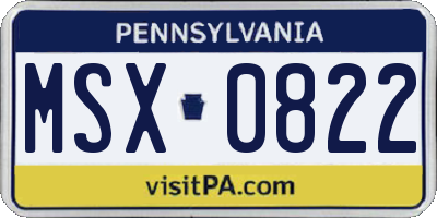 PA license plate MSX0822