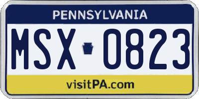 PA license plate MSX0823