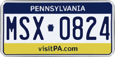 PA license plate MSX0824