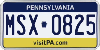 PA license plate MSX0825