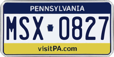 PA license plate MSX0827