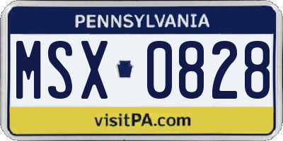 PA license plate MSX0828