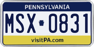 PA license plate MSX0831