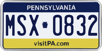 PA license plate MSX0832