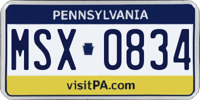 PA license plate MSX0834