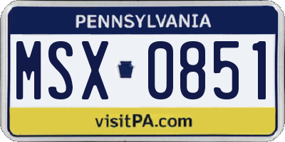 PA license plate MSX0851