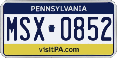 PA license plate MSX0852