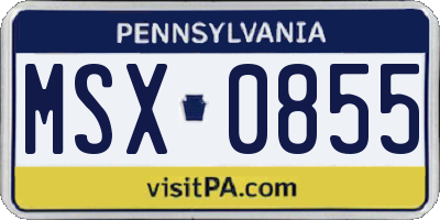 PA license plate MSX0855