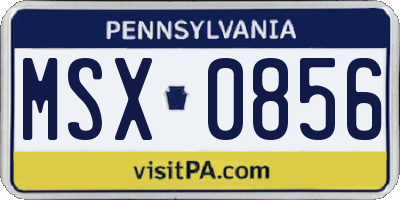 PA license plate MSX0856