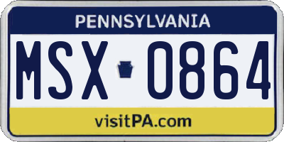 PA license plate MSX0864