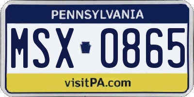 PA license plate MSX0865