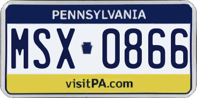 PA license plate MSX0866