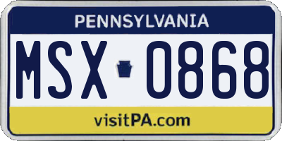 PA license plate MSX0868
