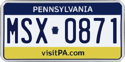 PA license plate MSX0871