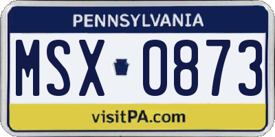 PA license plate MSX0873