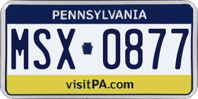PA license plate MSX0877