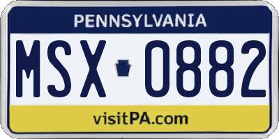 PA license plate MSX0882