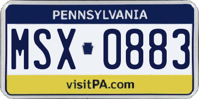 PA license plate MSX0883