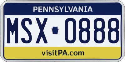 PA license plate MSX0888
