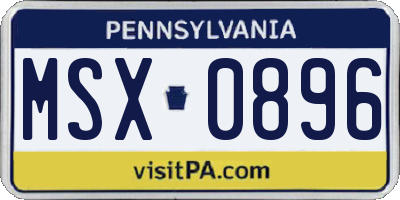 PA license plate MSX0896