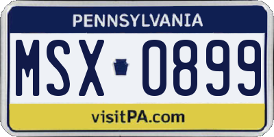 PA license plate MSX0899