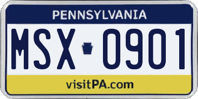 PA license plate MSX0901
