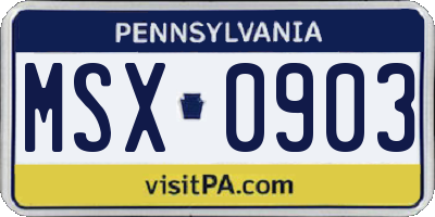 PA license plate MSX0903