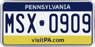 PA license plate MSX0909