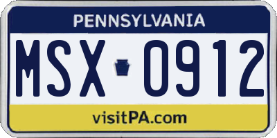 PA license plate MSX0912