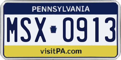 PA license plate MSX0913