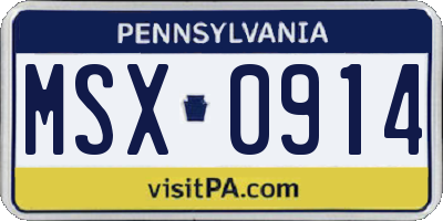 PA license plate MSX0914