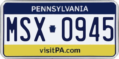 PA license plate MSX0945