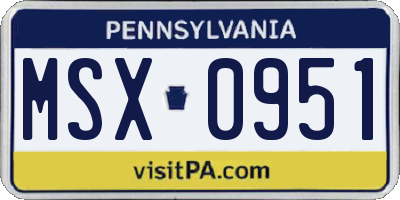 PA license plate MSX0951