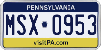 PA license plate MSX0953