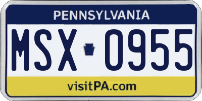PA license plate MSX0955